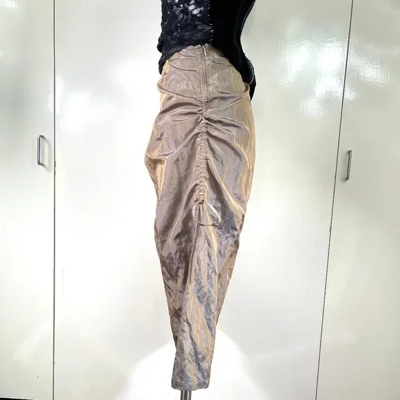 Zelda metallicTaffeta Made in USA Side Drawstring rushed skirt 6 - Picture 4 of 14